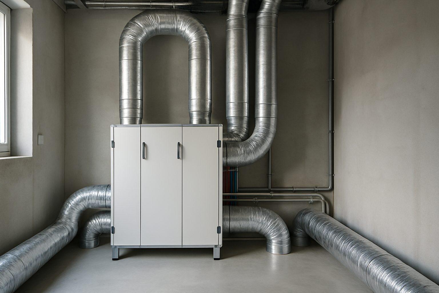 Illustration : ventilation double flux avec échangeur