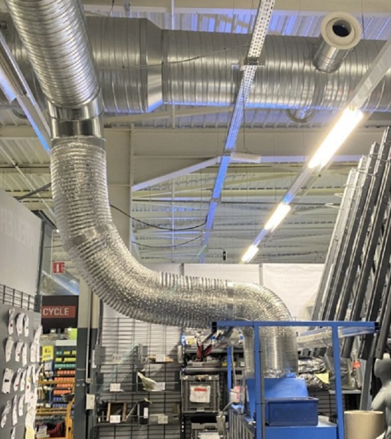 Réseau de ventilation dans une surface de vente